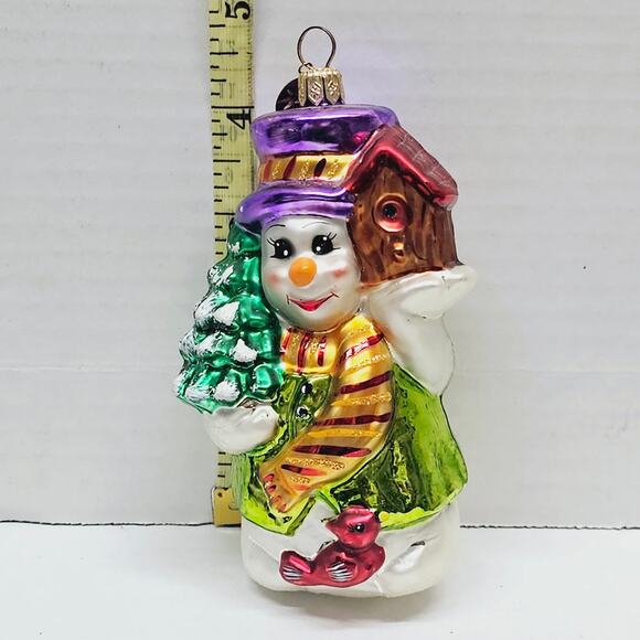Christopher Radko Chirpy And Chilly Christmas Tree Ornament Cardinal Bird House - Picture 1 of 3